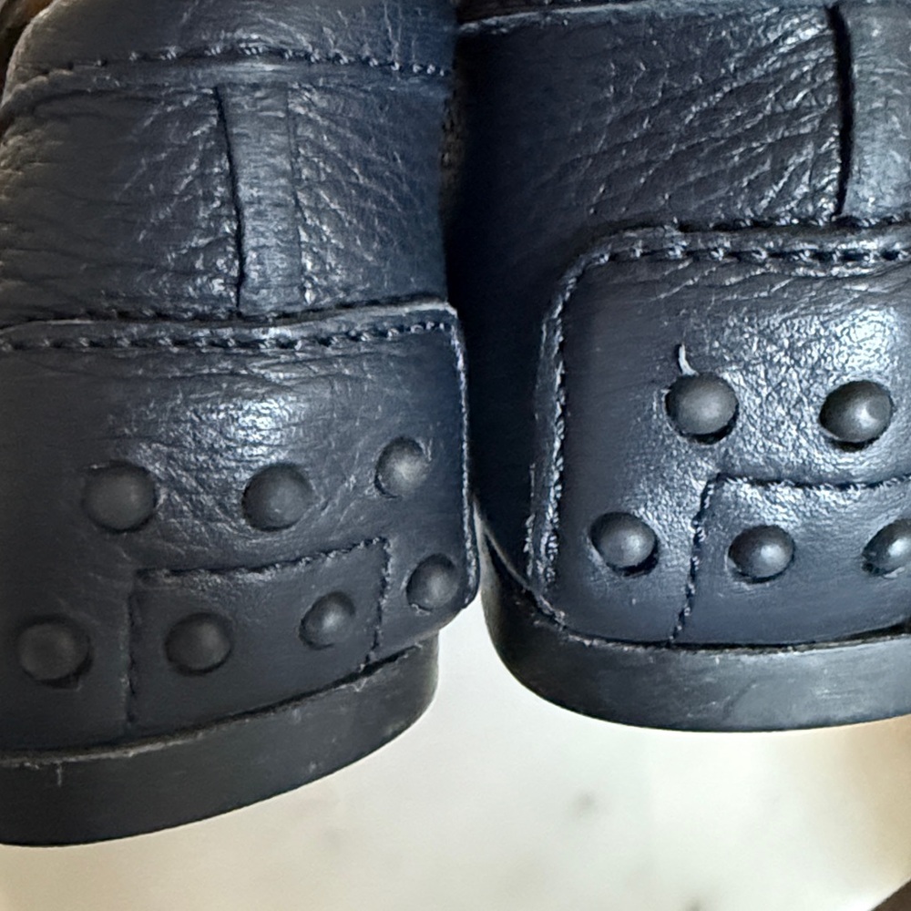 Tod’s Blue Pebbled Leather Penny Loafers Size 38 Classic Slip On Flats Luxury - Picture 8 of 15